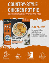 ReadyWise pot pie filling with vegetables delivers outdoors-friendly flavor.