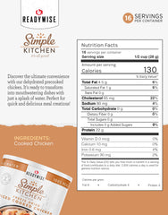 ReadyWise diced chicken water rehydration for easy, tasty stews and soups.