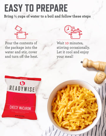ReadyWise 120 servings bucket stacked for space-saving long-term pantry storage