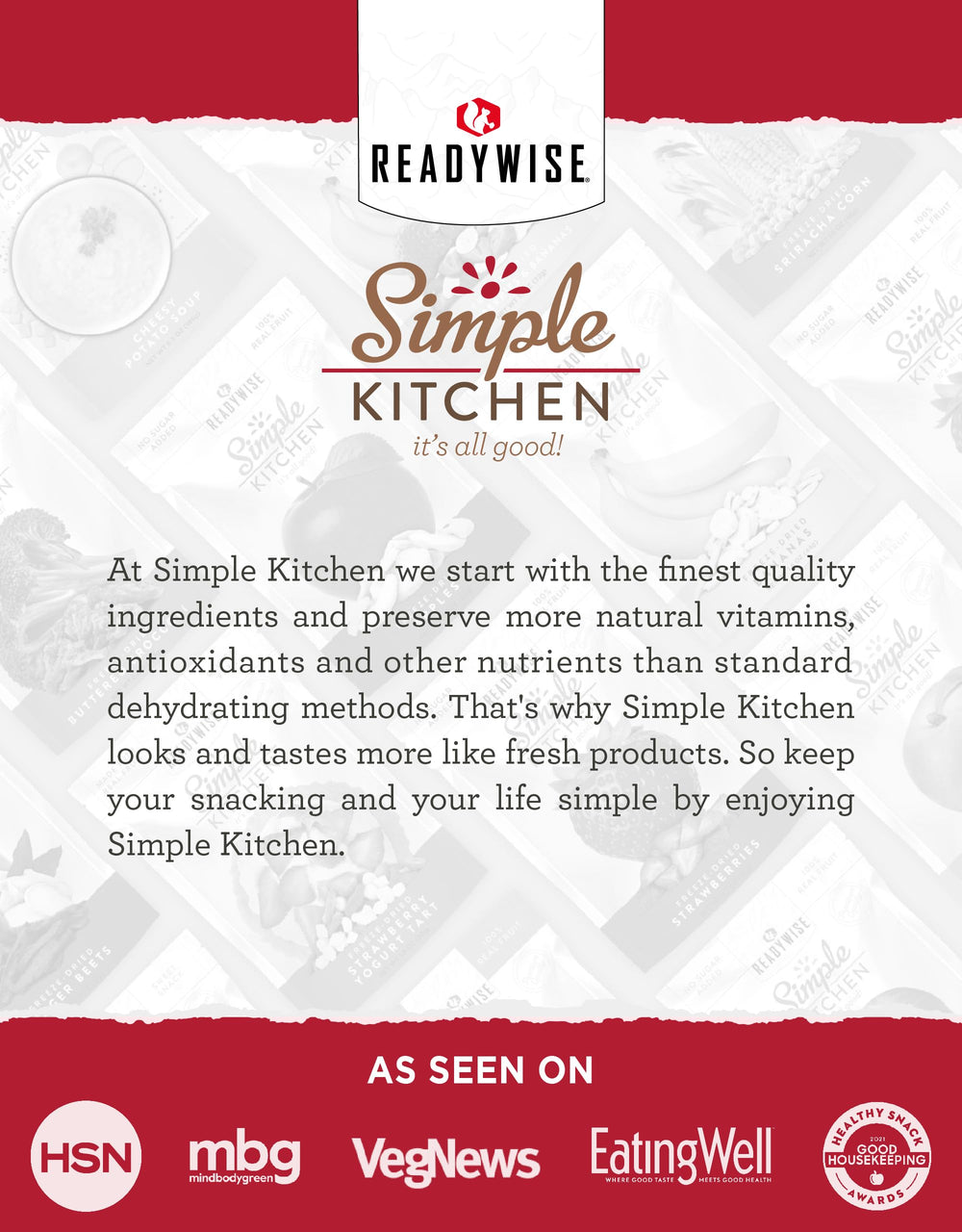 ReadyWise family-size soup mix ready to eat and serve in minutes.