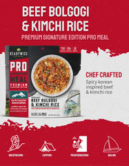 ReadyWise freeze-dried beef bulgogi kimchi rice camping meal.