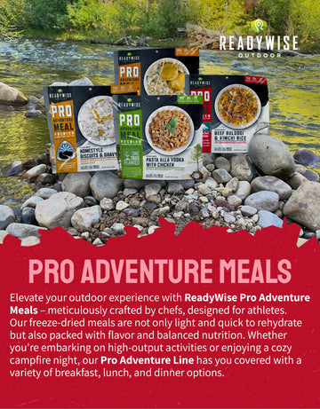 ReadyWise long shelf-life beef bulgogi kimchi rice pouch preserves meal options.