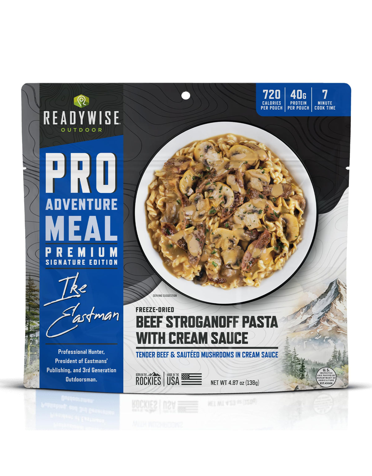 ReadyWise Outdoor Pro beef stroganoff pasta pouch fuels hiking adventures