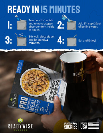 Lightweight ReadyWise packaging designed for backpacking trips.
