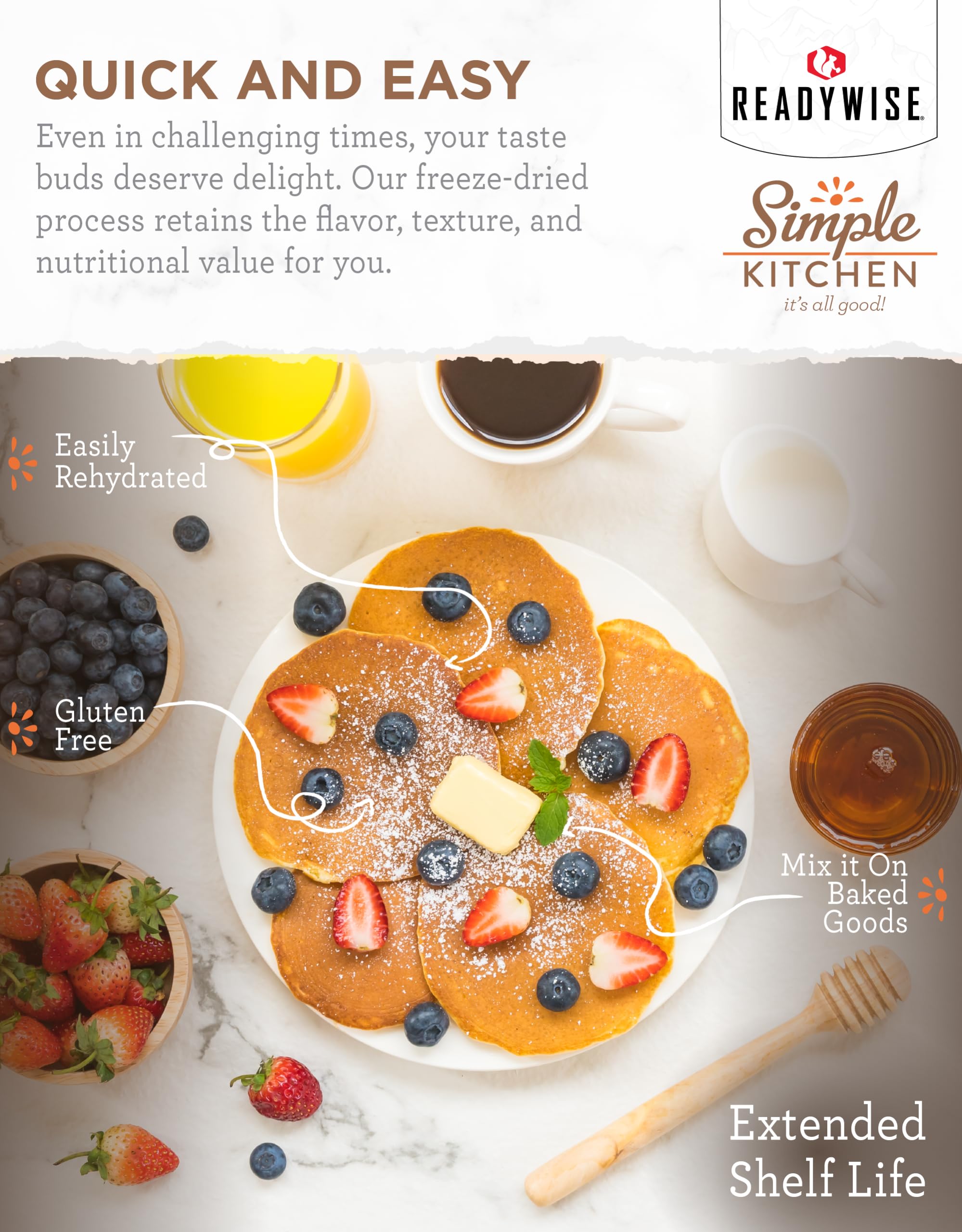 Compact ReadyWise pancake mix can packaging for travel