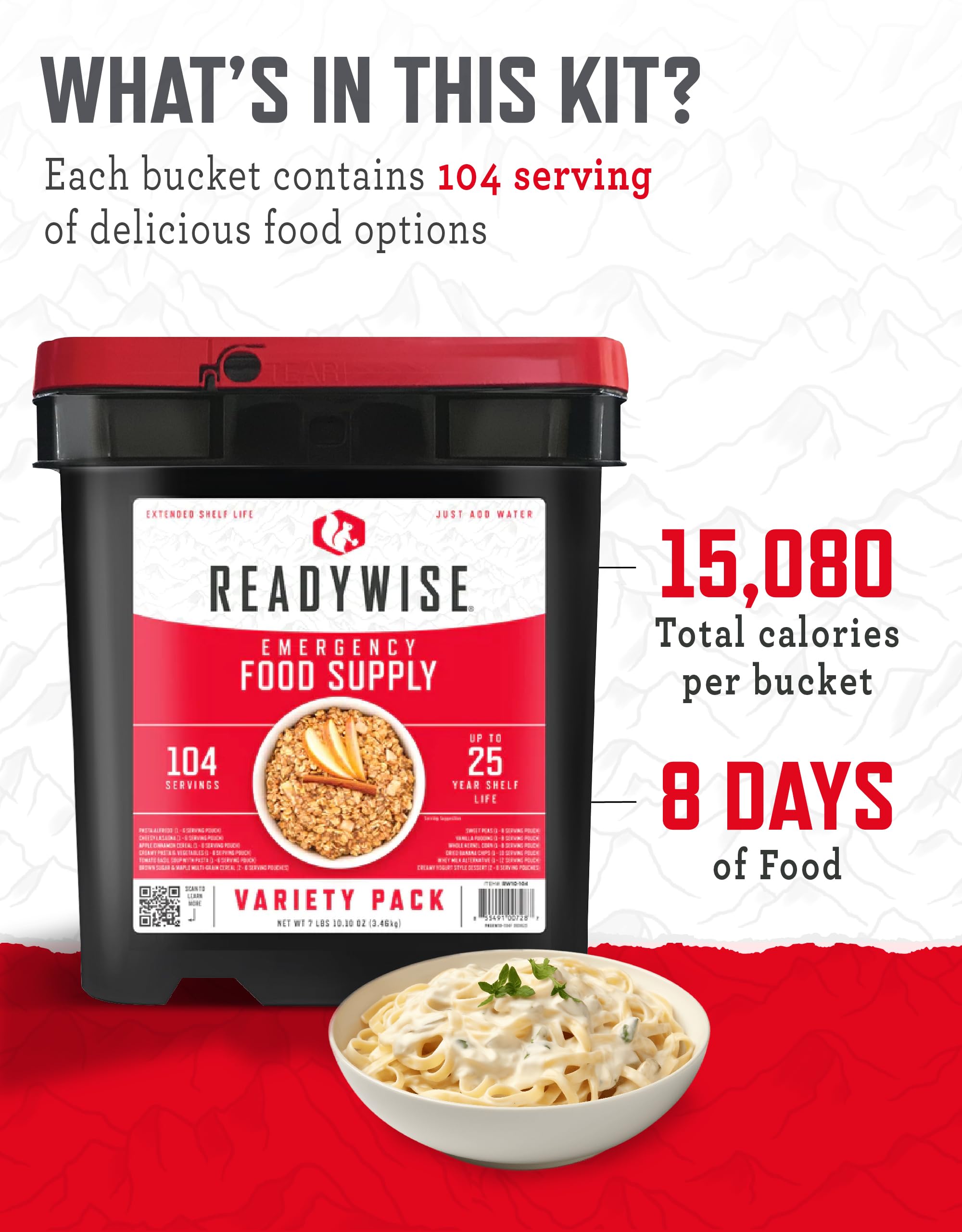 ReadyWise pasta Alfredo meal pouch for a comforting campsite dinner.