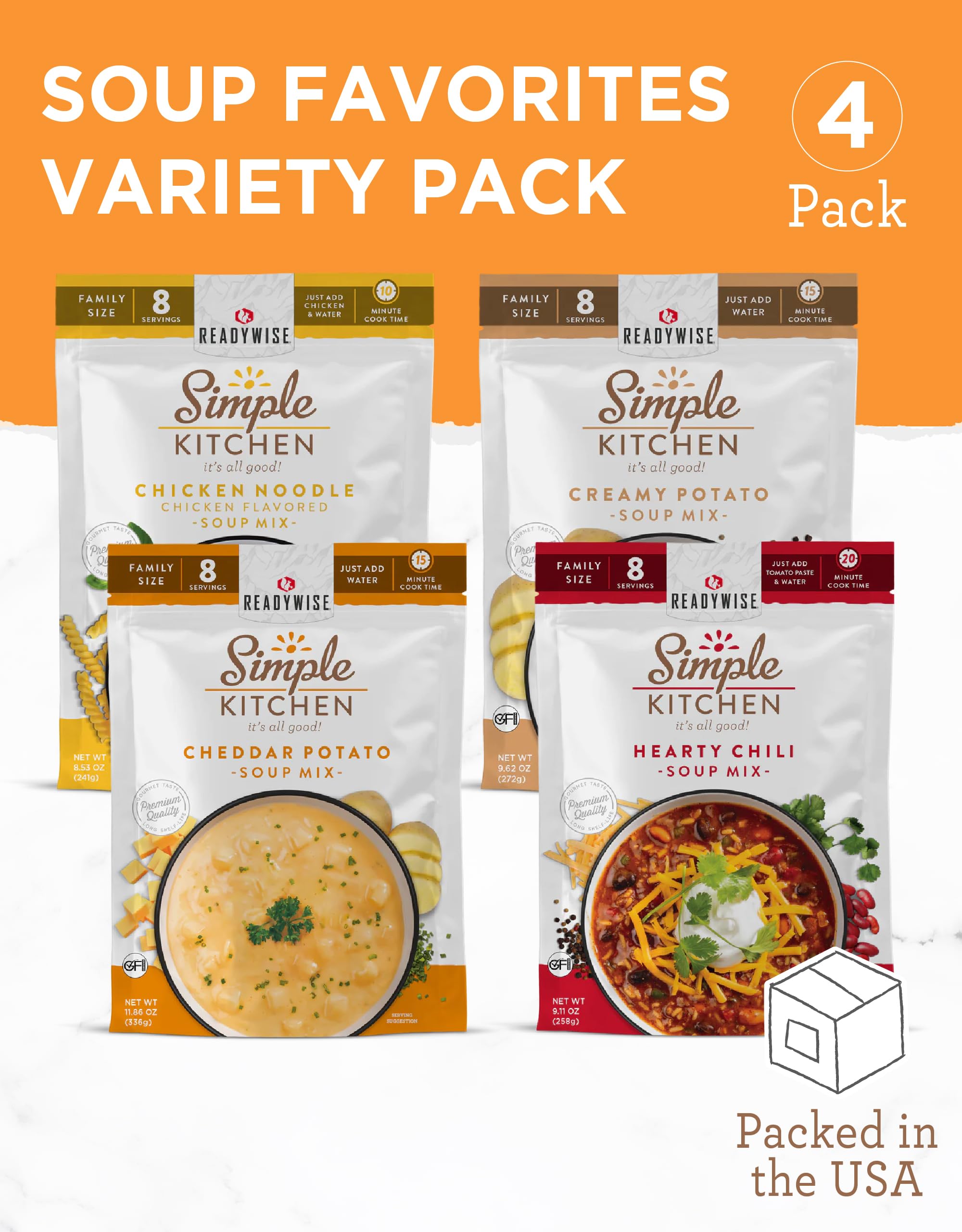 ReadyWise USA-made soup mix ensures quality ingredients you can trust.