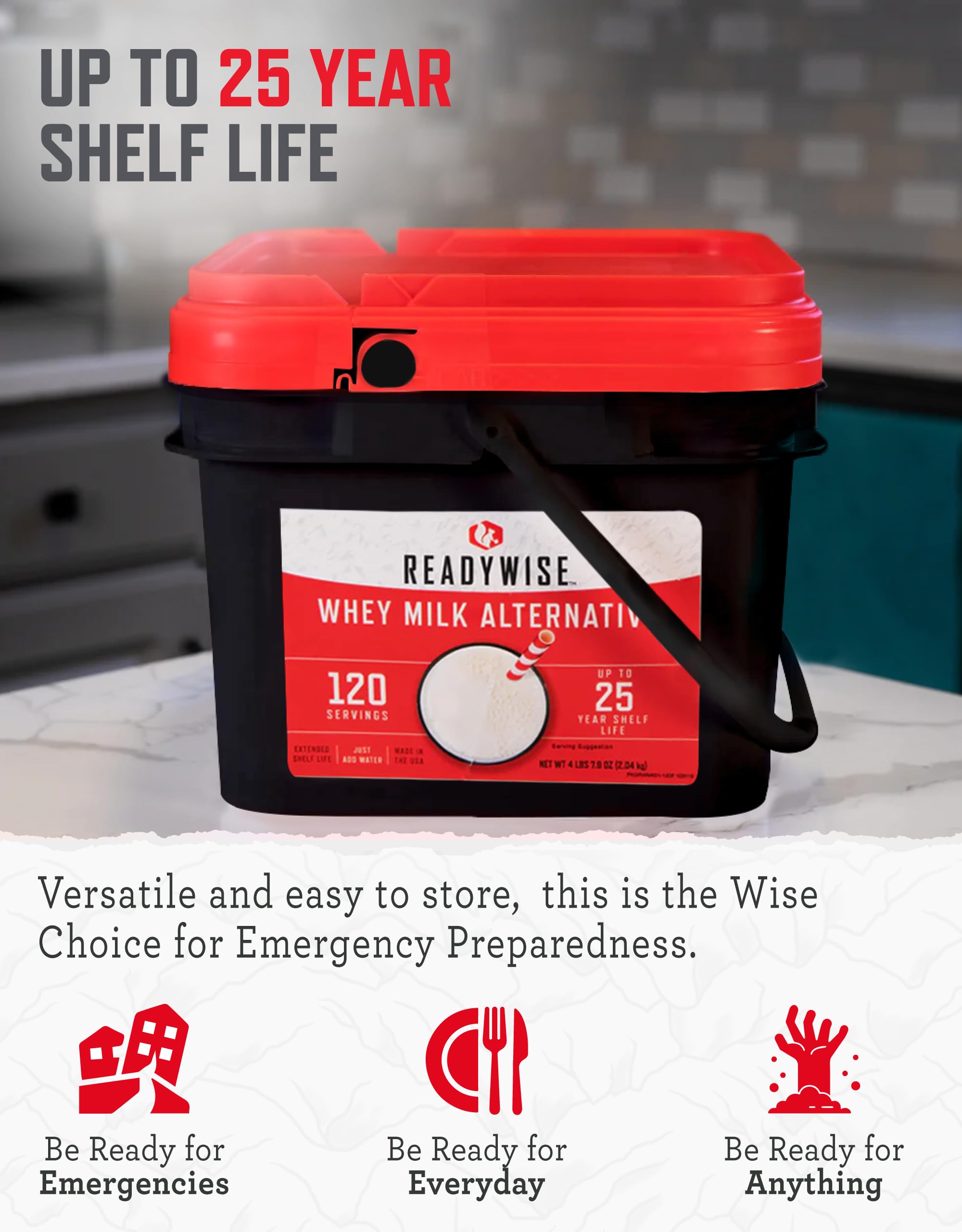 ReadyWise whey powder milk drink in glass highlighting easy-mix for on-the-go meals.