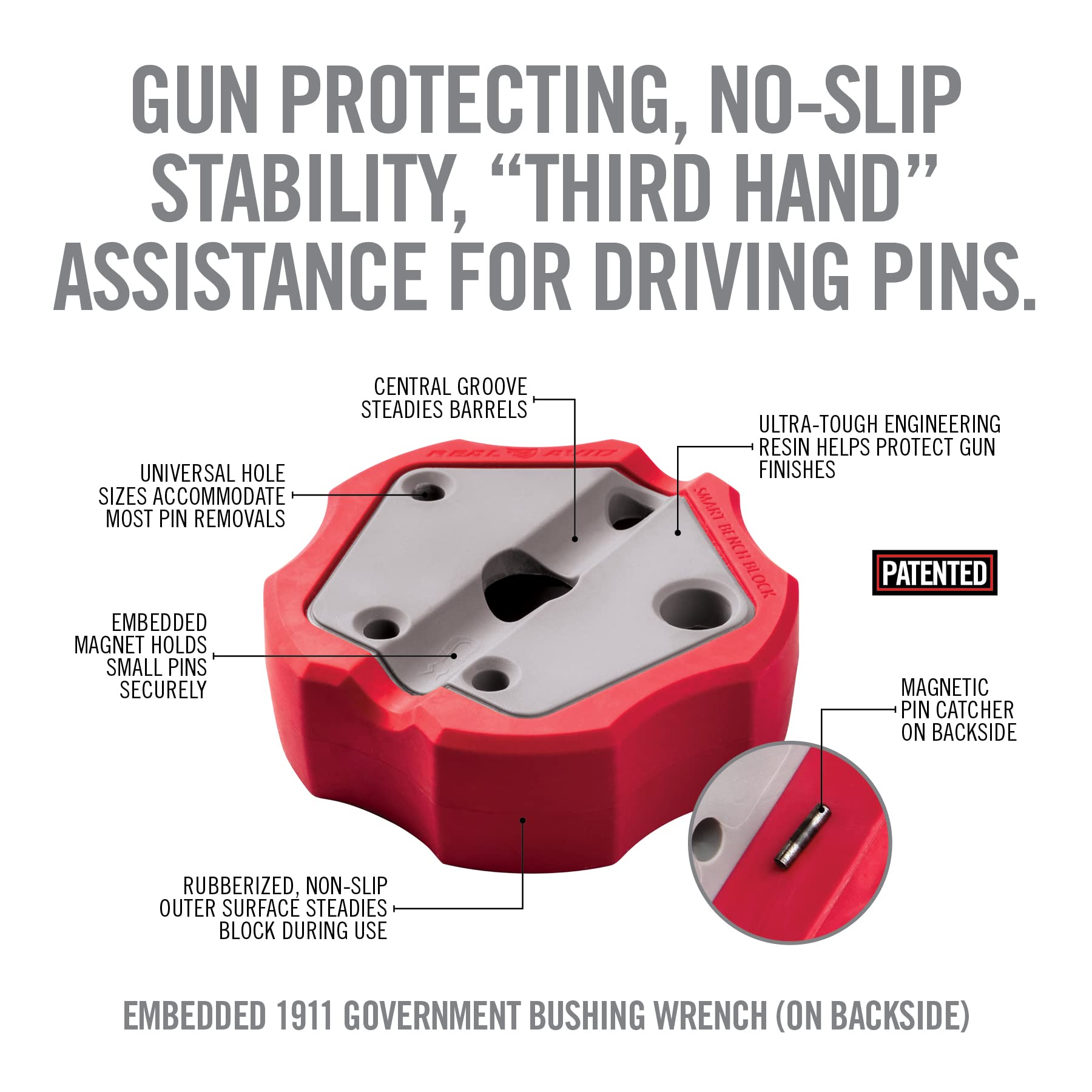 Real Avid non-slip magnetic bench block protects finishes during pin driving