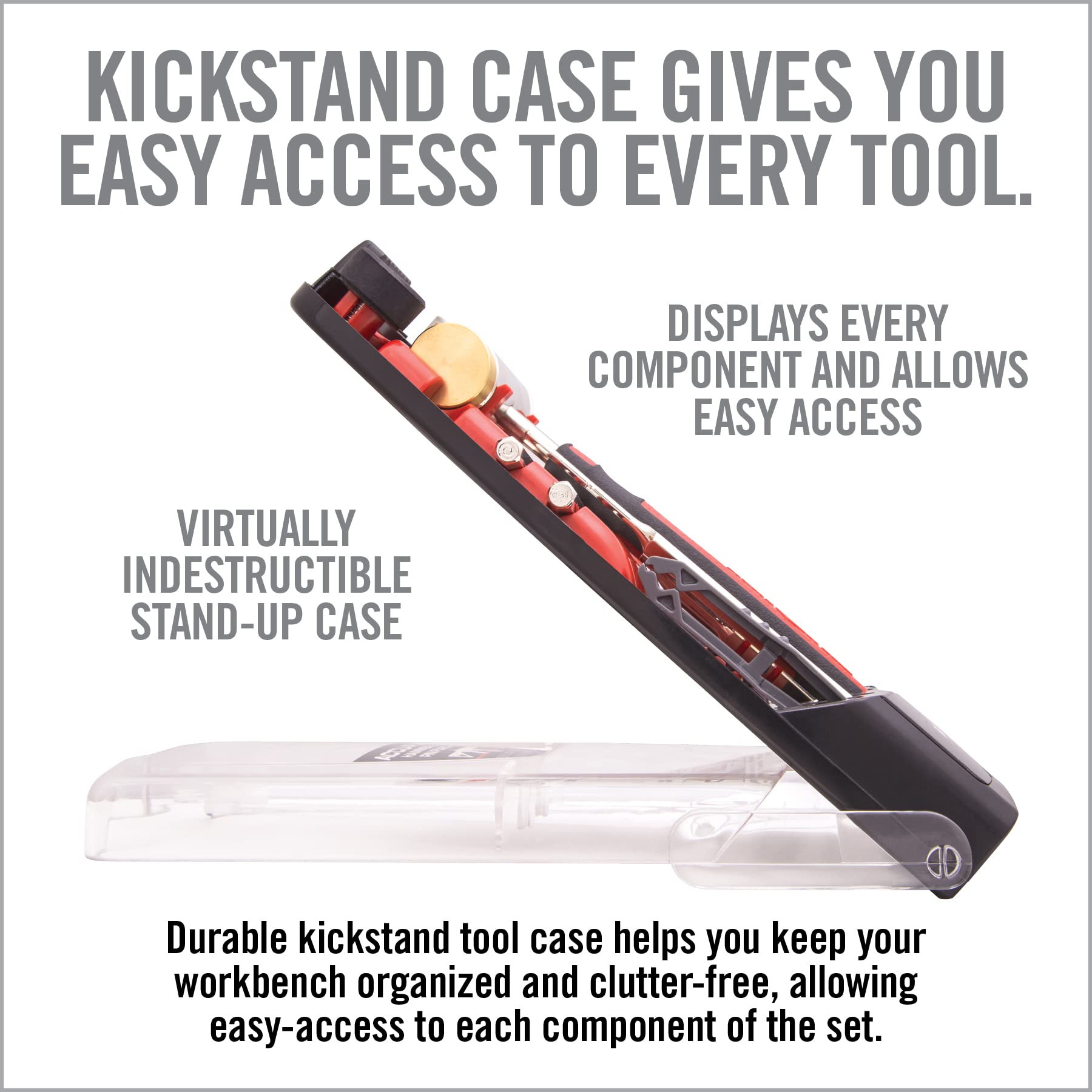 Real Avid stand-up case keeps all components visible and organized