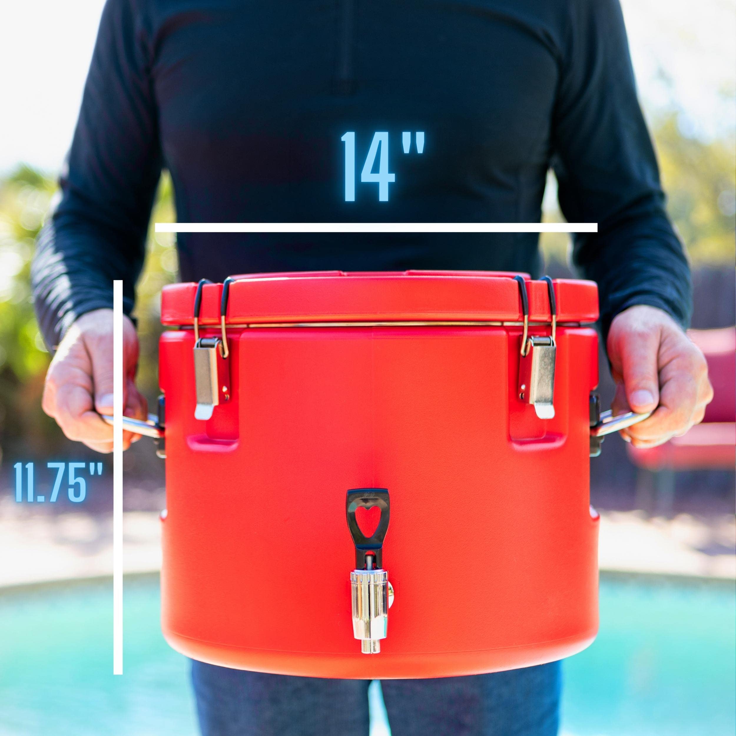 5-gallon dispenser is stackable for easy event setup and storage.