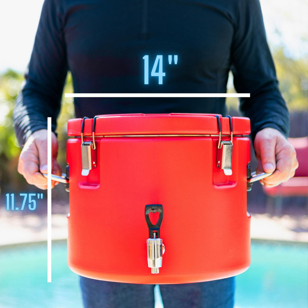 5-gallon dispenser is stackable for easy event setup and storage.