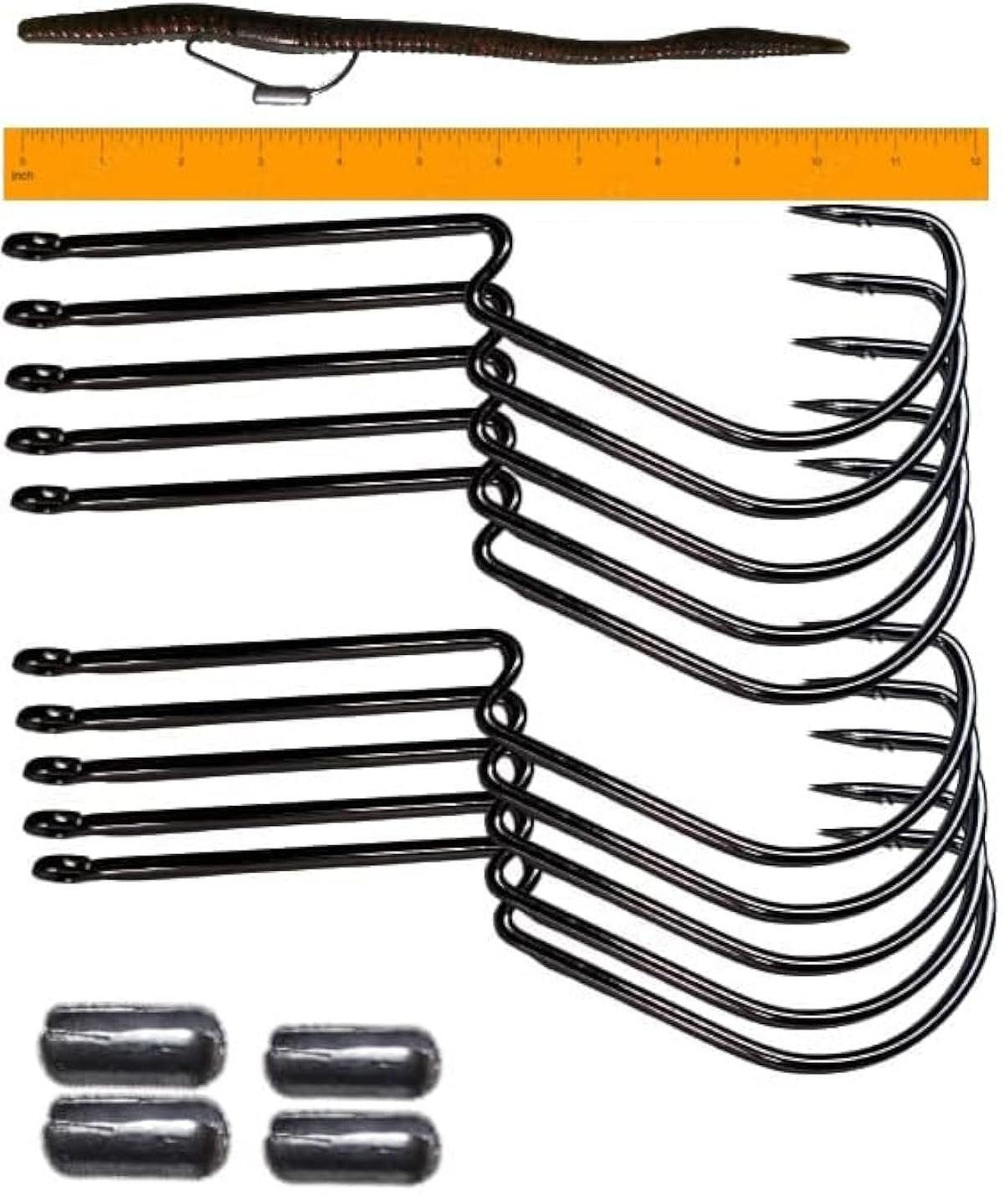 REAL FISH long shank neck EWG hook close-up with sharp point for solid penetration.