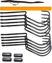 REAL FISH long shank neck EWG hook close-up with sharp point for solid penetration.