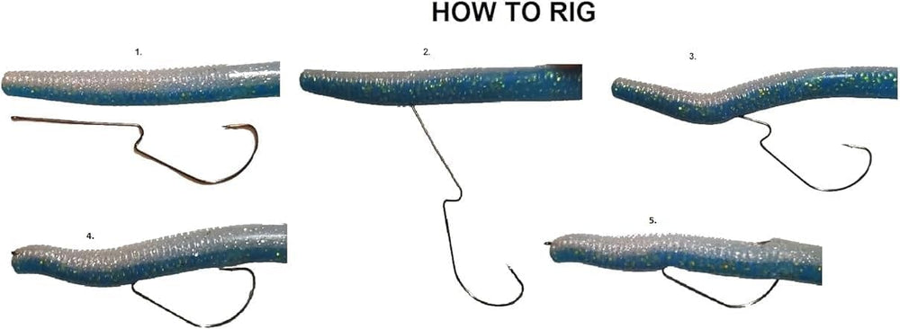 REAL FISH long-stick bait rig 4-0 hook showing secure worm retention