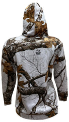 Realcamo Women's Edge hoodie front pockets for warmth and storage.