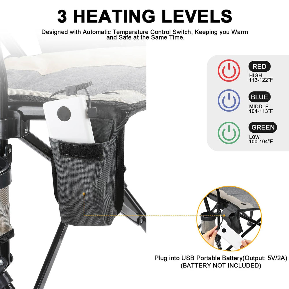 REALEAD heated camping chair cup holder in reach during outdoor seating