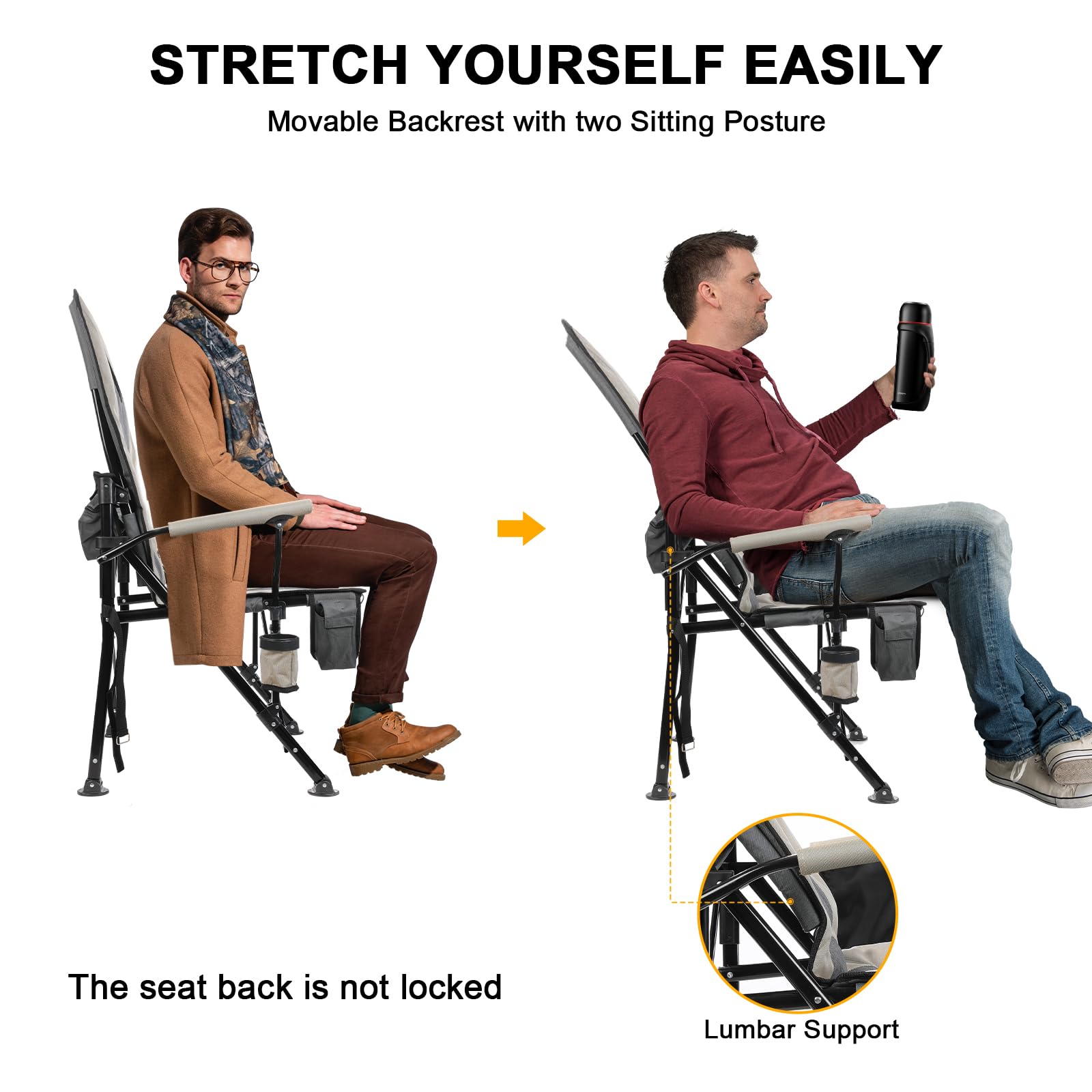 REALEAD heated camping chair sturdy frame demonstrates 400 lb load capacity
