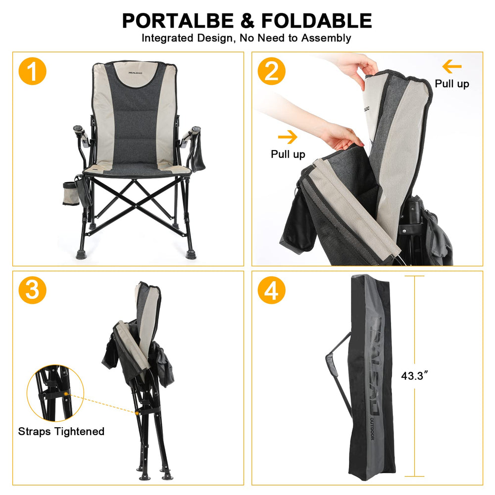 REALEAD heated camping chair outdoor setup with family at event