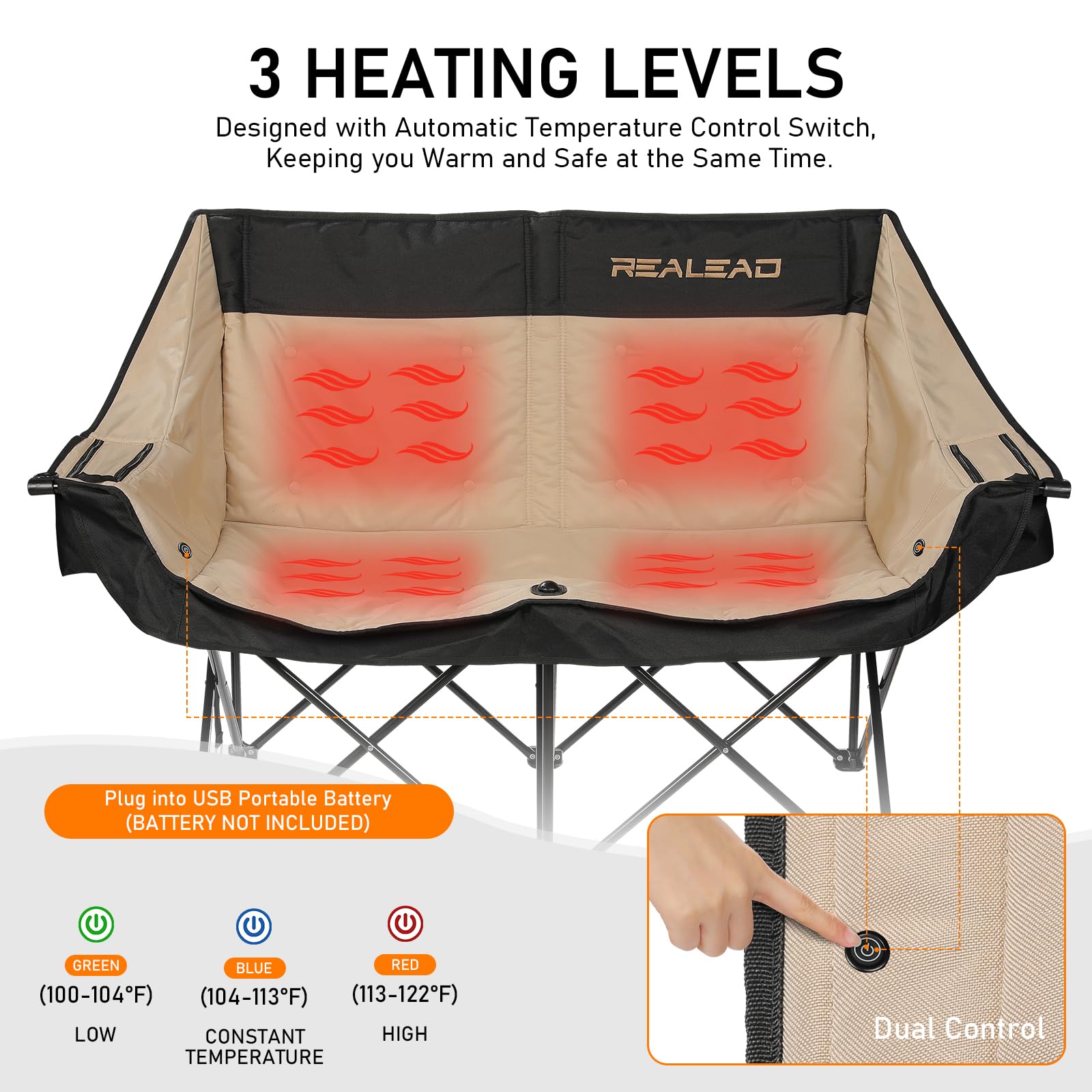 REalead heated double chair heat zones control enables independent warmth.