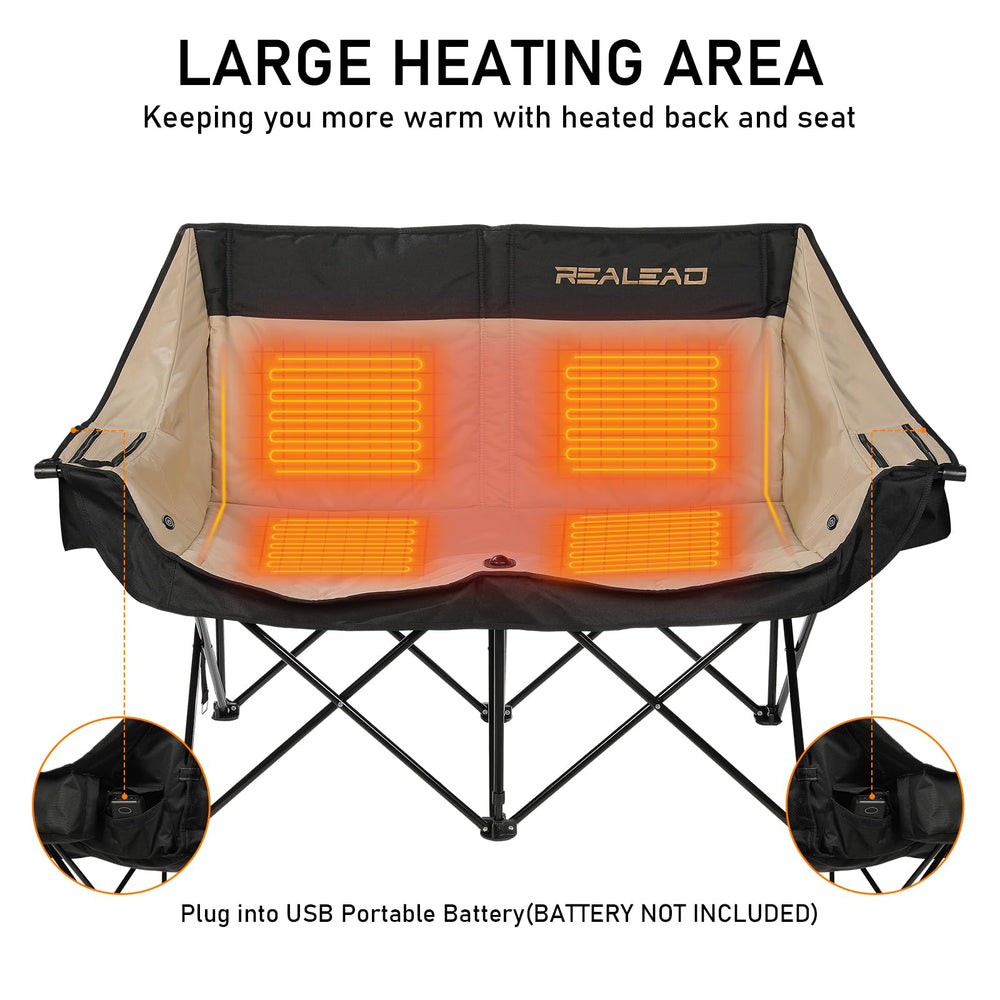 REALEAD heated double chair storage pockets offer convenient pockets and drink storage.