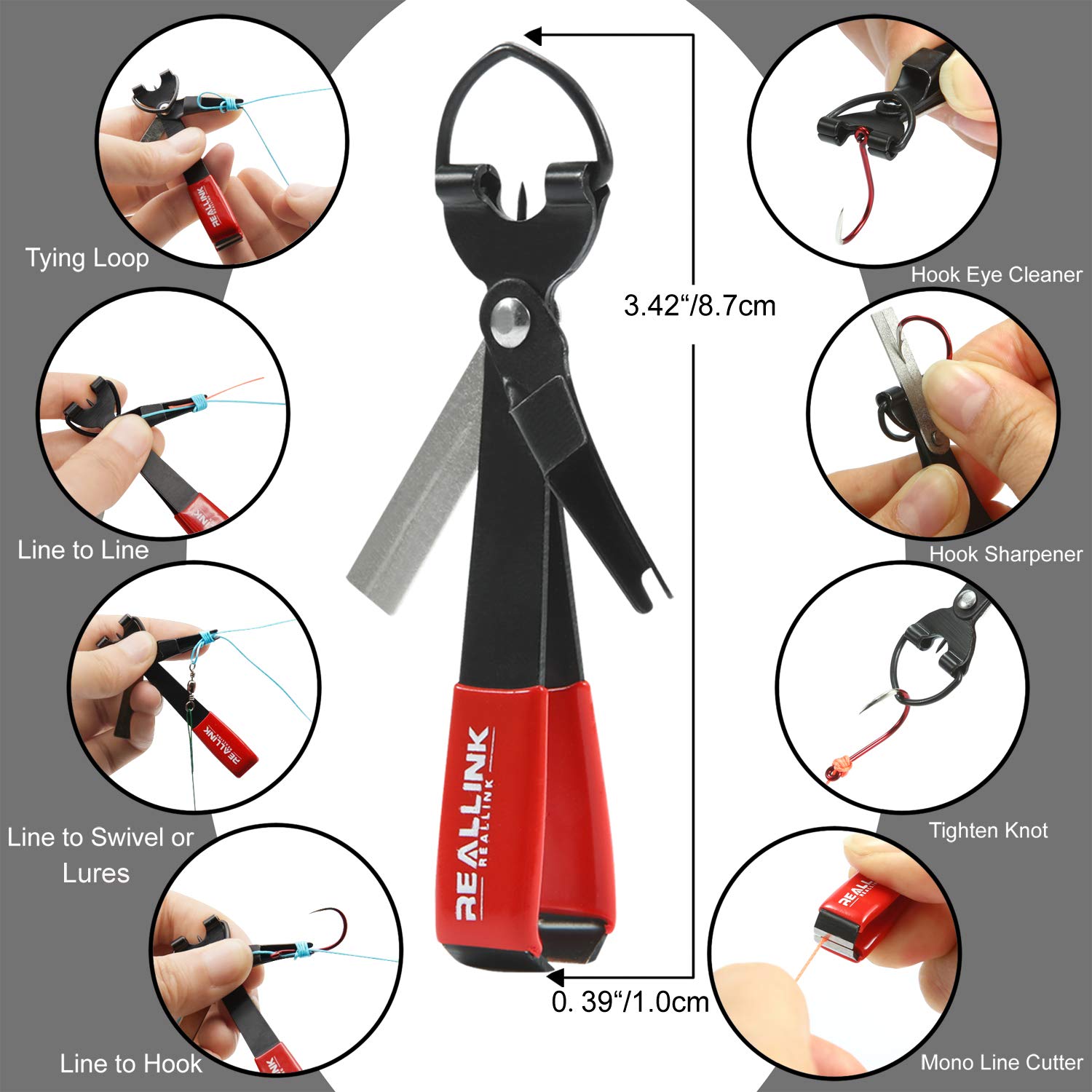 4-in-1 knot-tying tool with line clipper and hook cleaner