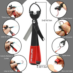 4-in-1 knot-tying tool with line clipper and hook cleaner