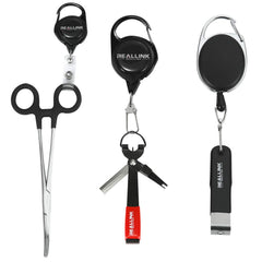 Fly fishing zinger retractors with retractable nylon cord