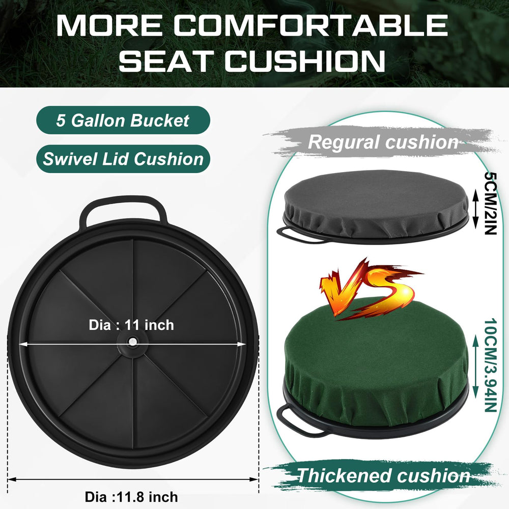 Reallnaive bucket seat lid 360-degree swivel for flexible seating.