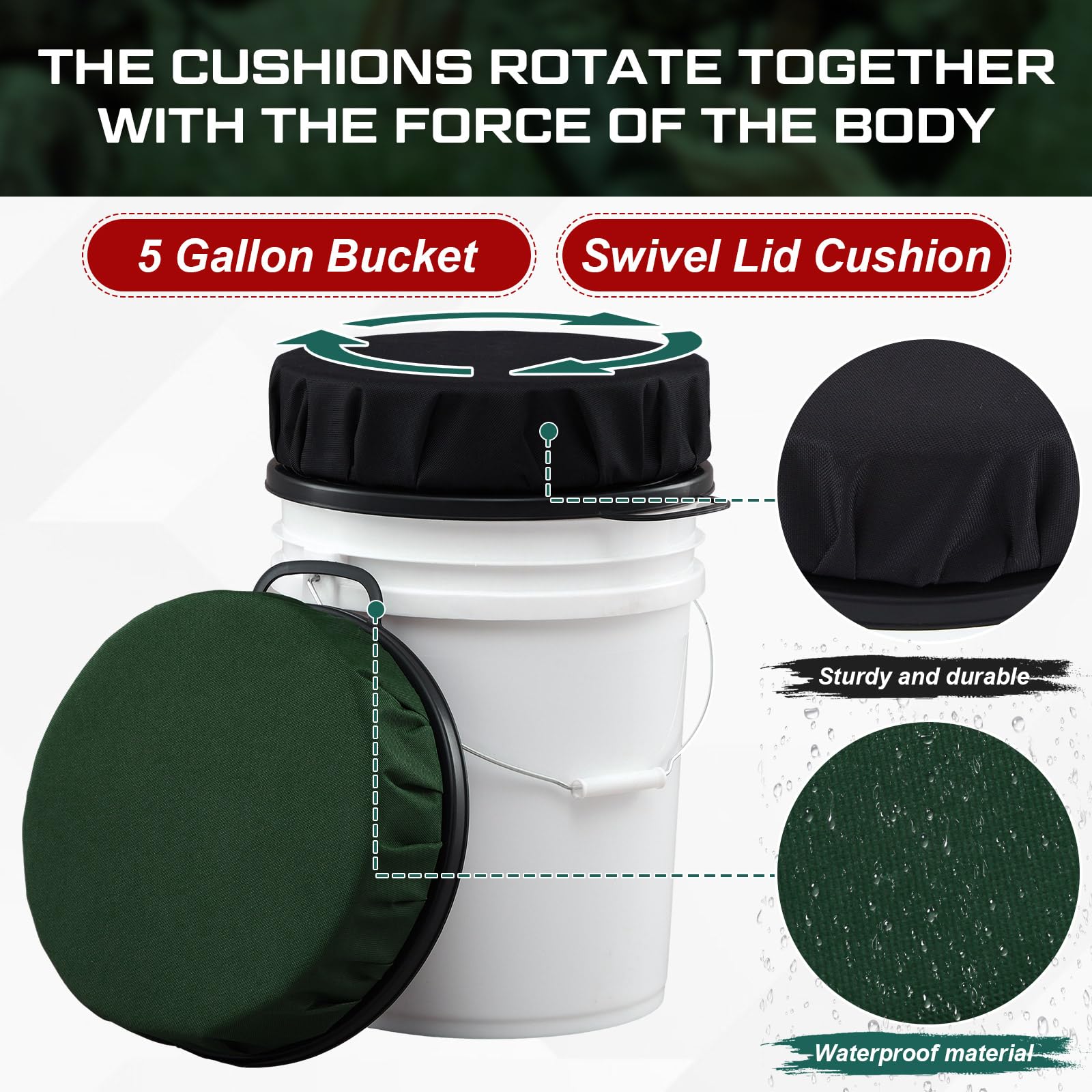 Reallnaive bucket seat lid padded top for extra comfort.