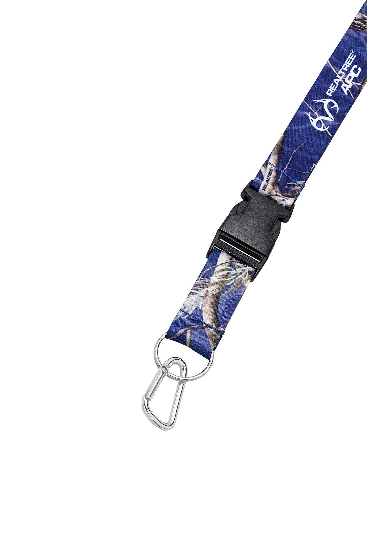 Realtree blue camo lanyard daily use on keychain demonstrating compact carry.