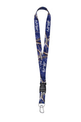 Realtree blue camo lanyard quick-release buckle close-up for easy detachment.