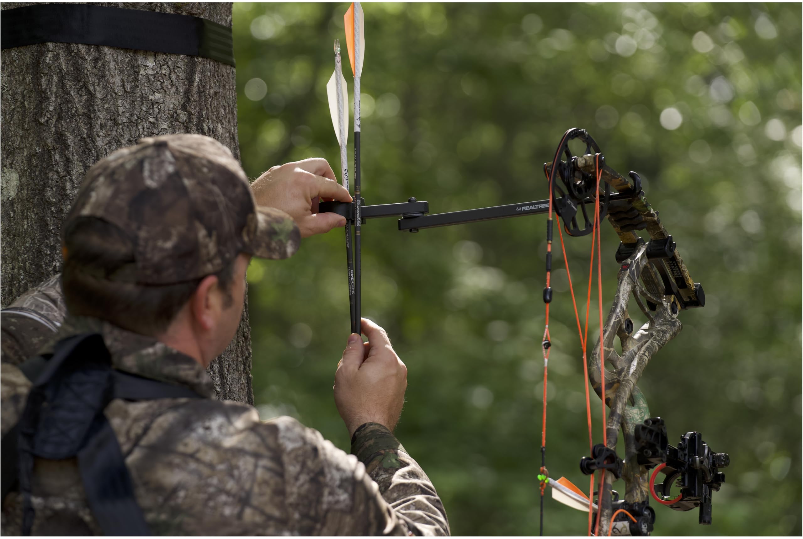 Realtree EZ Hanger with durable lightweight camo finish blending into woods