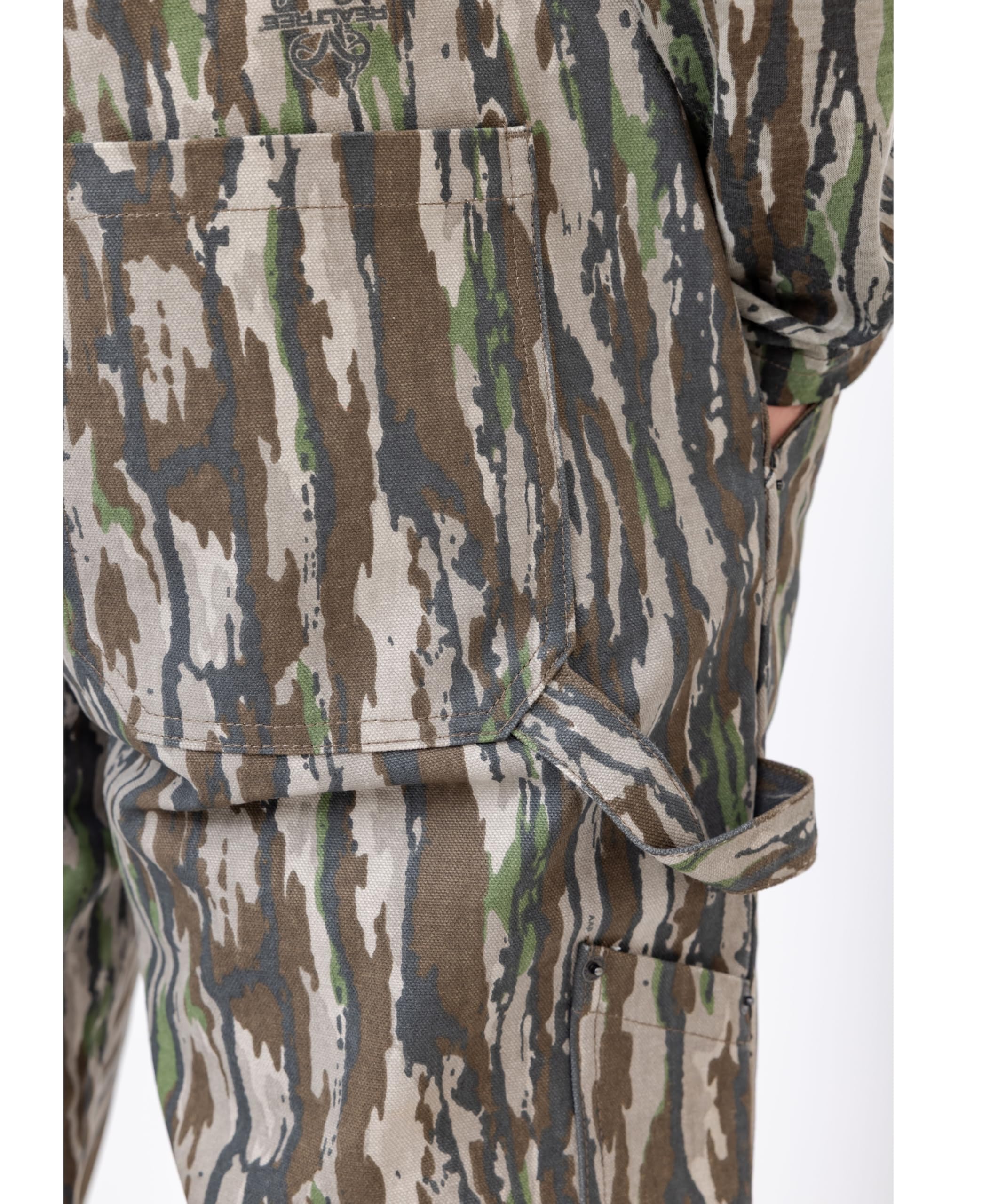 Deep front pockets on Realtree overalls for tools and essentials