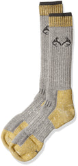 Realtree Merino Uplander boot socks grey top view with soft warmth