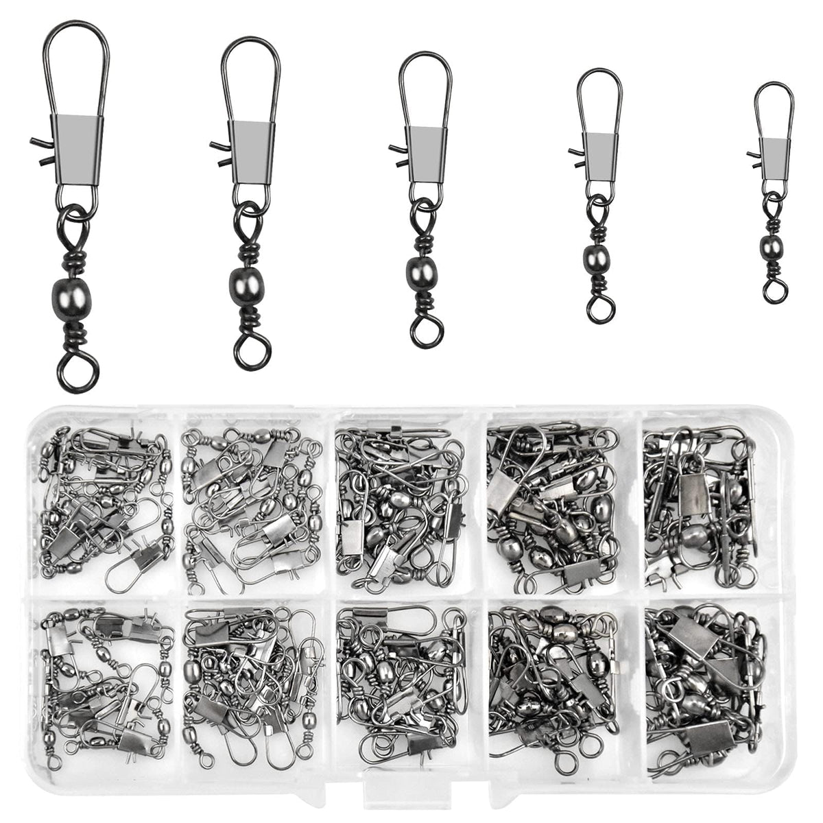 Overview of Realure 125 Pcs barrel snap swivels set