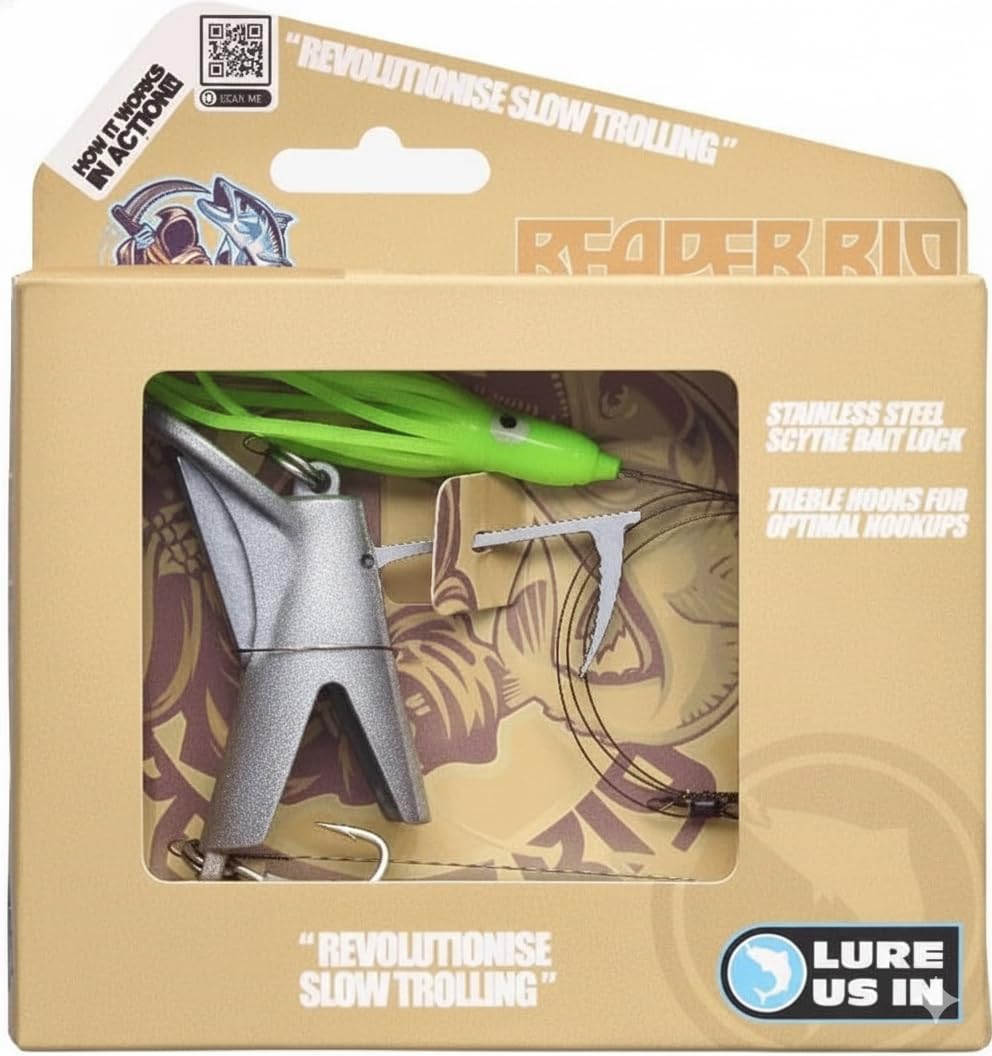 Reaper Rig Lumo Green skirt increases visibility during trolling for pelagic species.