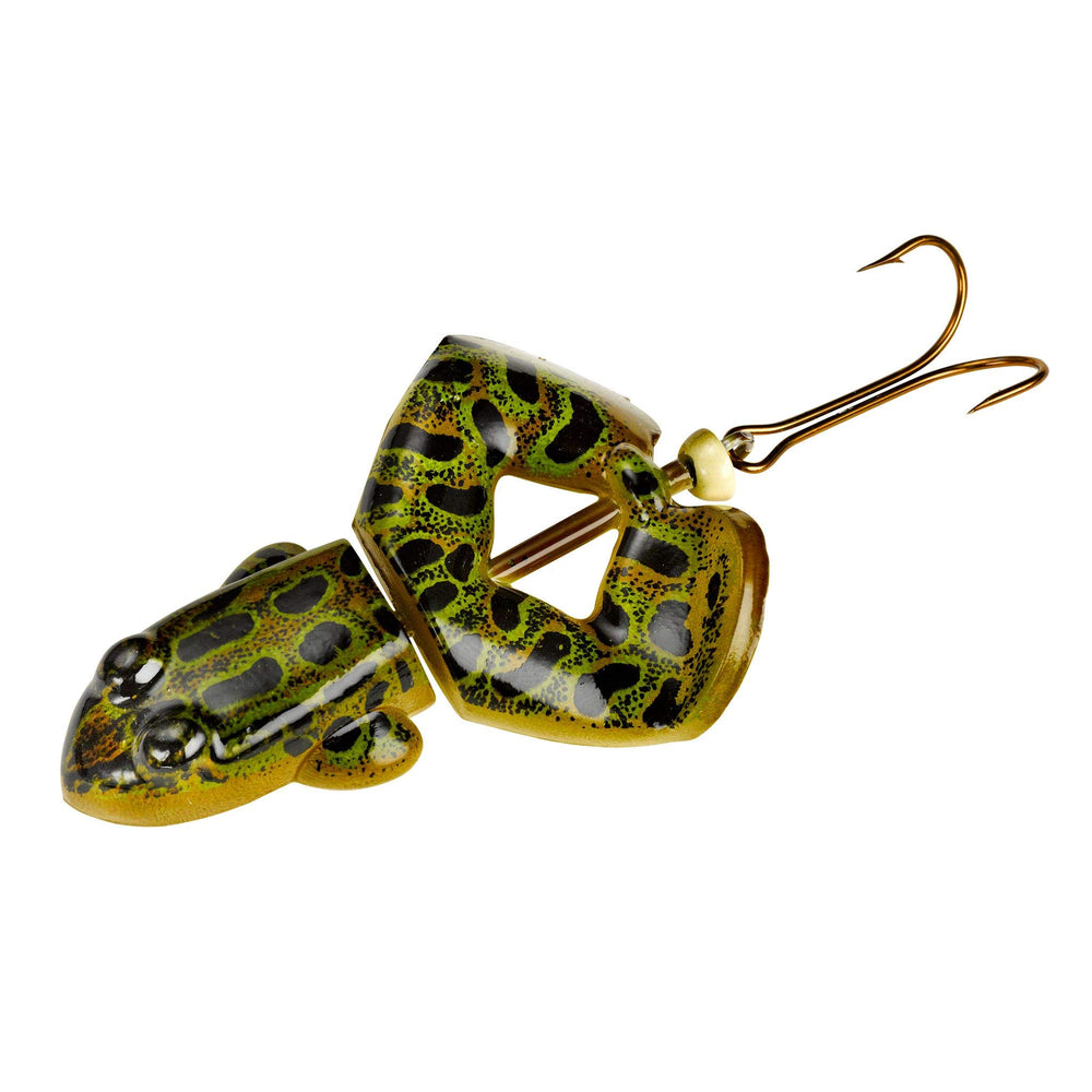 Rebel Buzz’n Frog topwater lure with a 2.5-inch profile attracting bass from distance