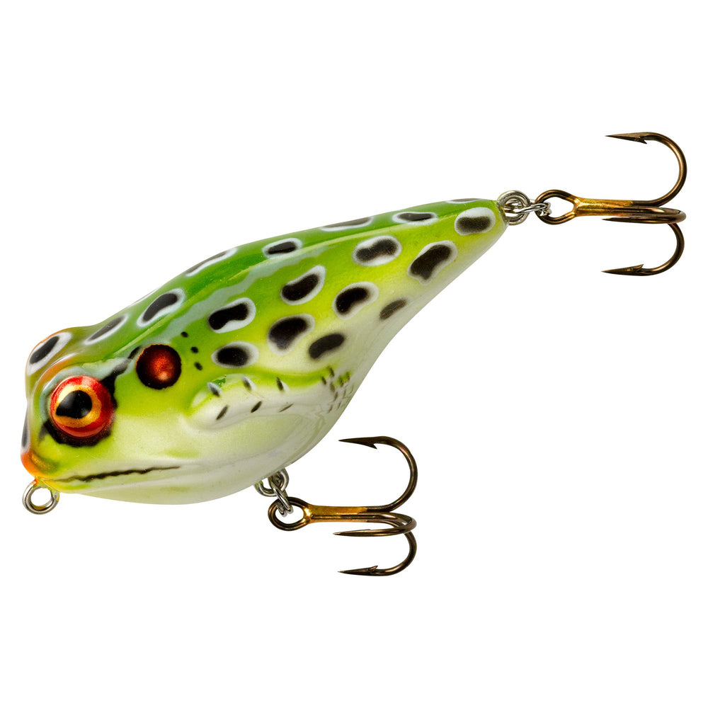Rebel Frog-R Lure in Leopard Frog shows a lifelike topwater forage for bass