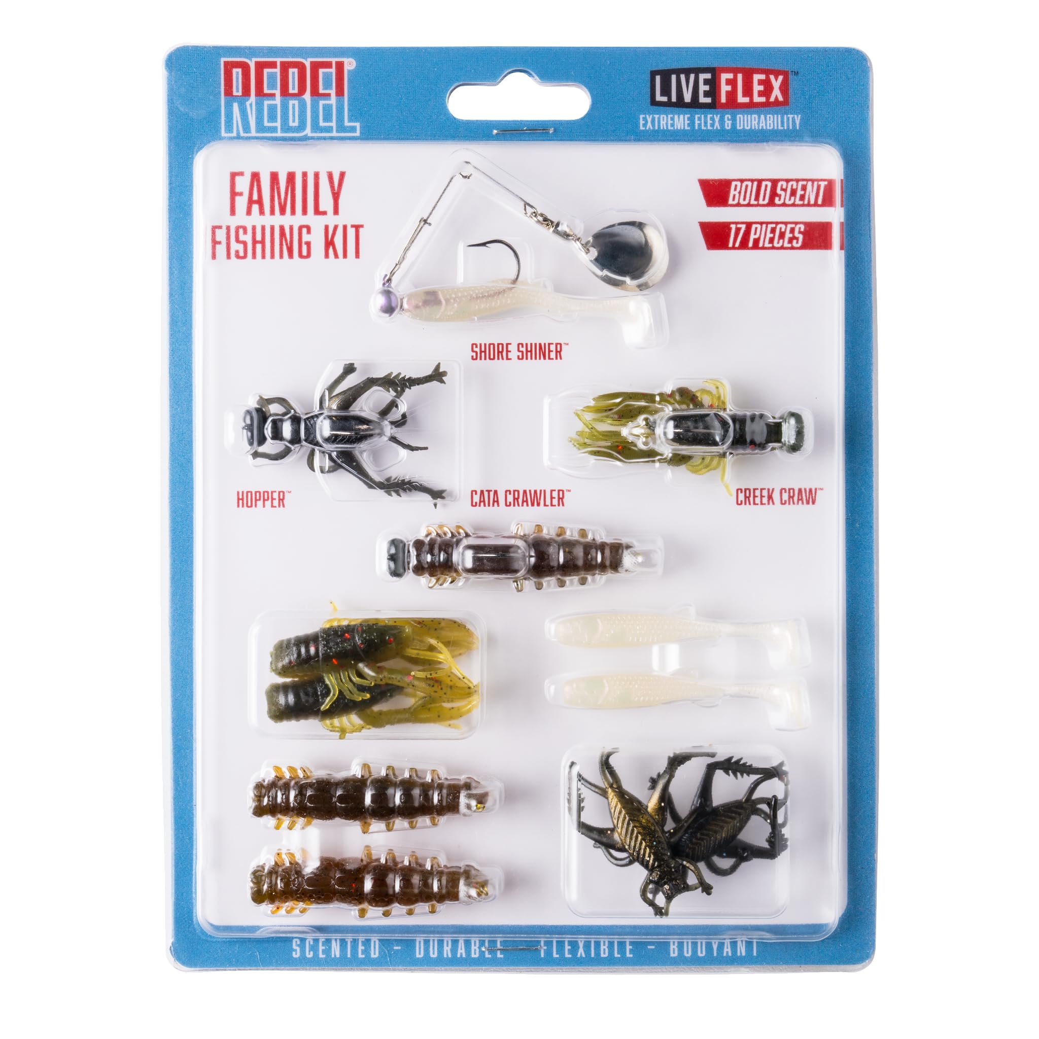 Product image: Rebel LIVEflex family fishing kit front view