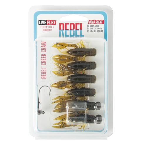 Rebel LIVEFLEX Creek Craw color-pattern during rigging shows natural prey mimic.