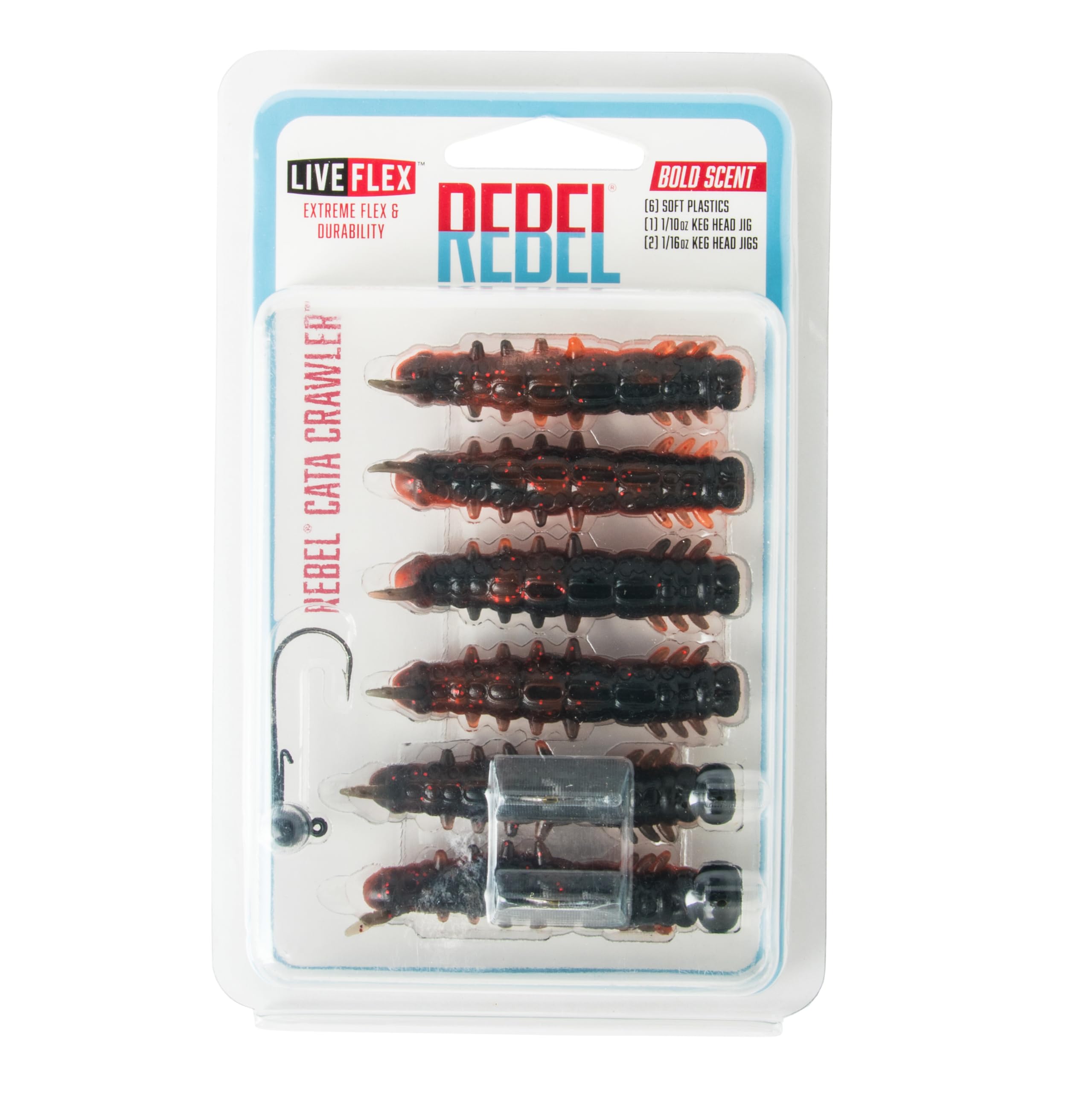 Rebel Lures keg head jig detail, showing secure connection for reliable presentations.