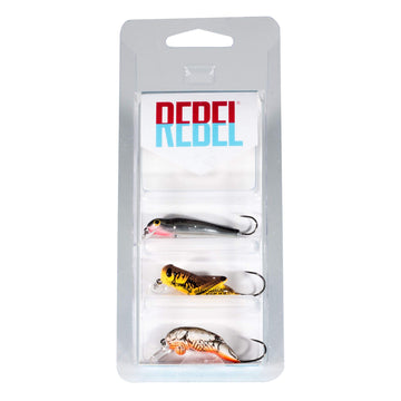 Rebel Lures Micro Critters 3-pack ultralight crankbait with barbless hook for precise casts.