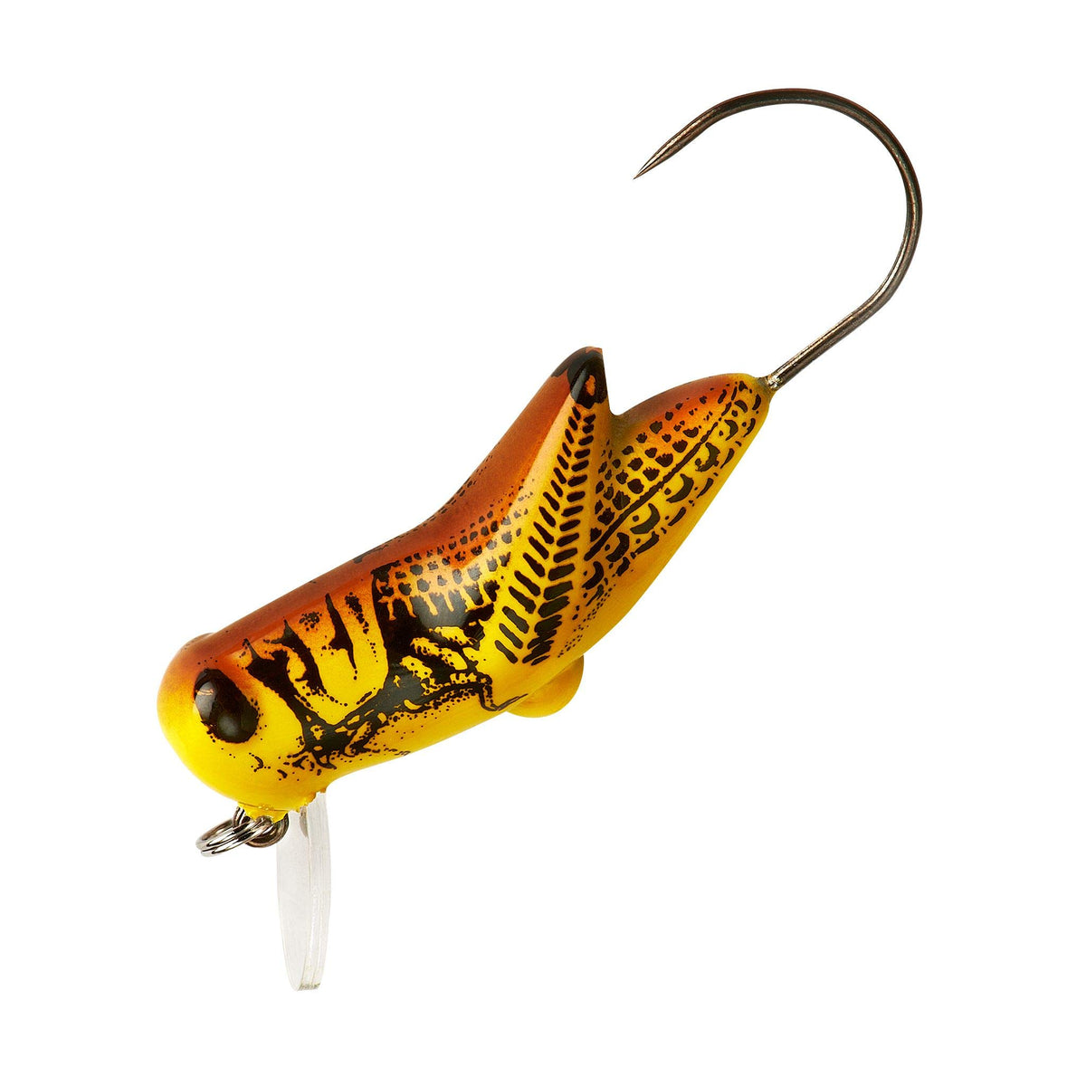 Rebel Micro Critters Yellow Grasshopper lure for ultralight fishing, ideal for bass and panfish.