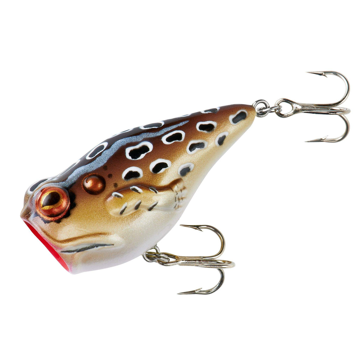 Rebel Pop’N Frog lure with cricket frog profile attracts fish in lakes