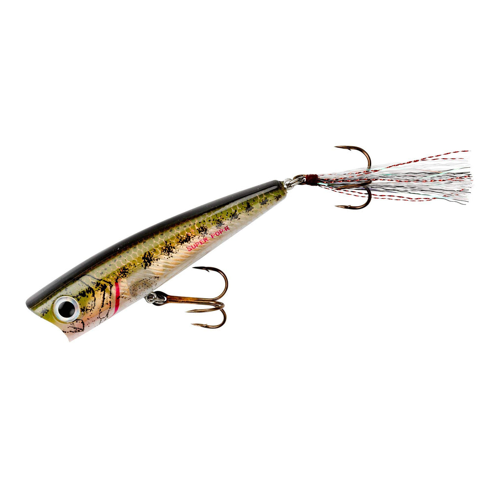 Rebel Super Pop-R Baby Bass lure front view with G-Finish reflections for lifelike flash