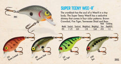Close-up of Rebel Wee-R brown crawdad lure highlighting the fat baitfish profile and action.