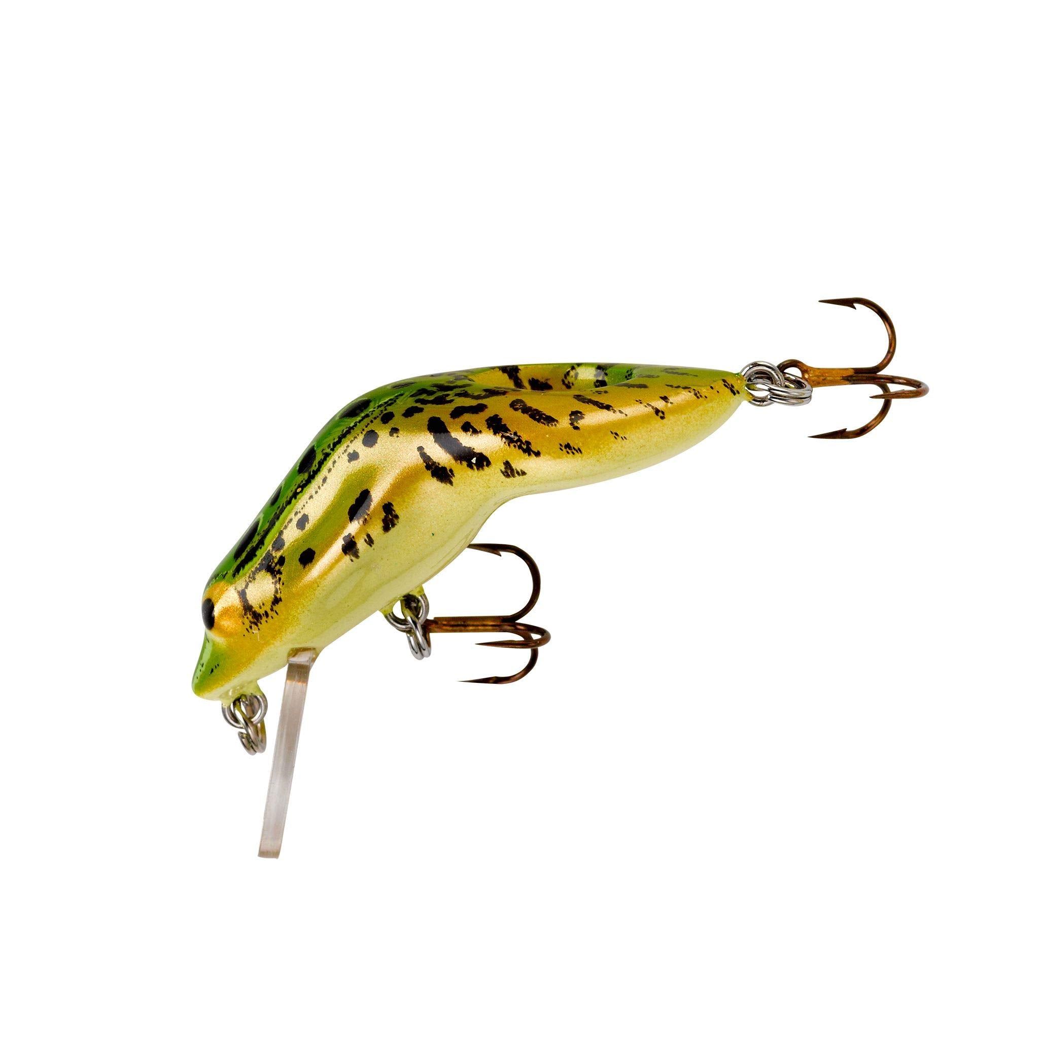 Rebel Teeny Wee Frog top view shows a lifelike northern leopard frog topwater lure for bass.