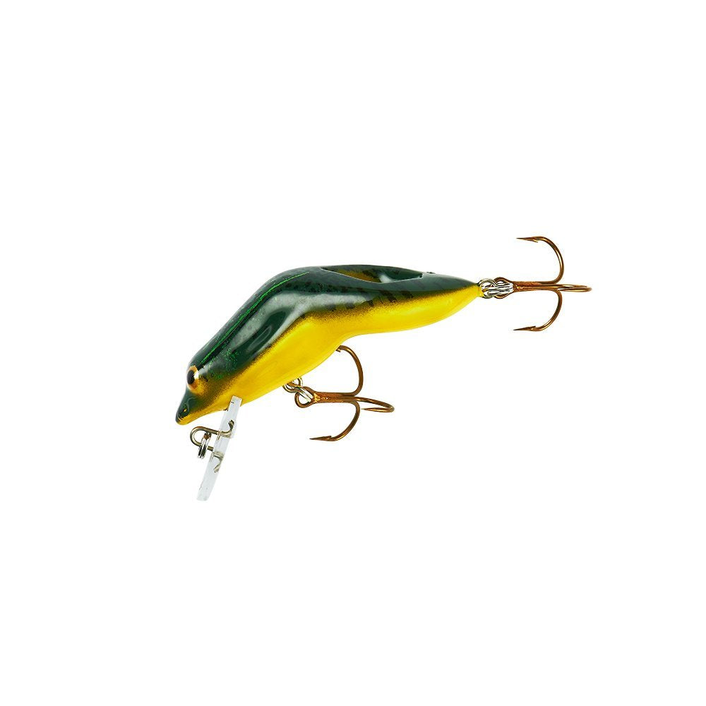 Rebel Wee Frog Green Bullfrog front view shows realistic frog profile for topwater action.