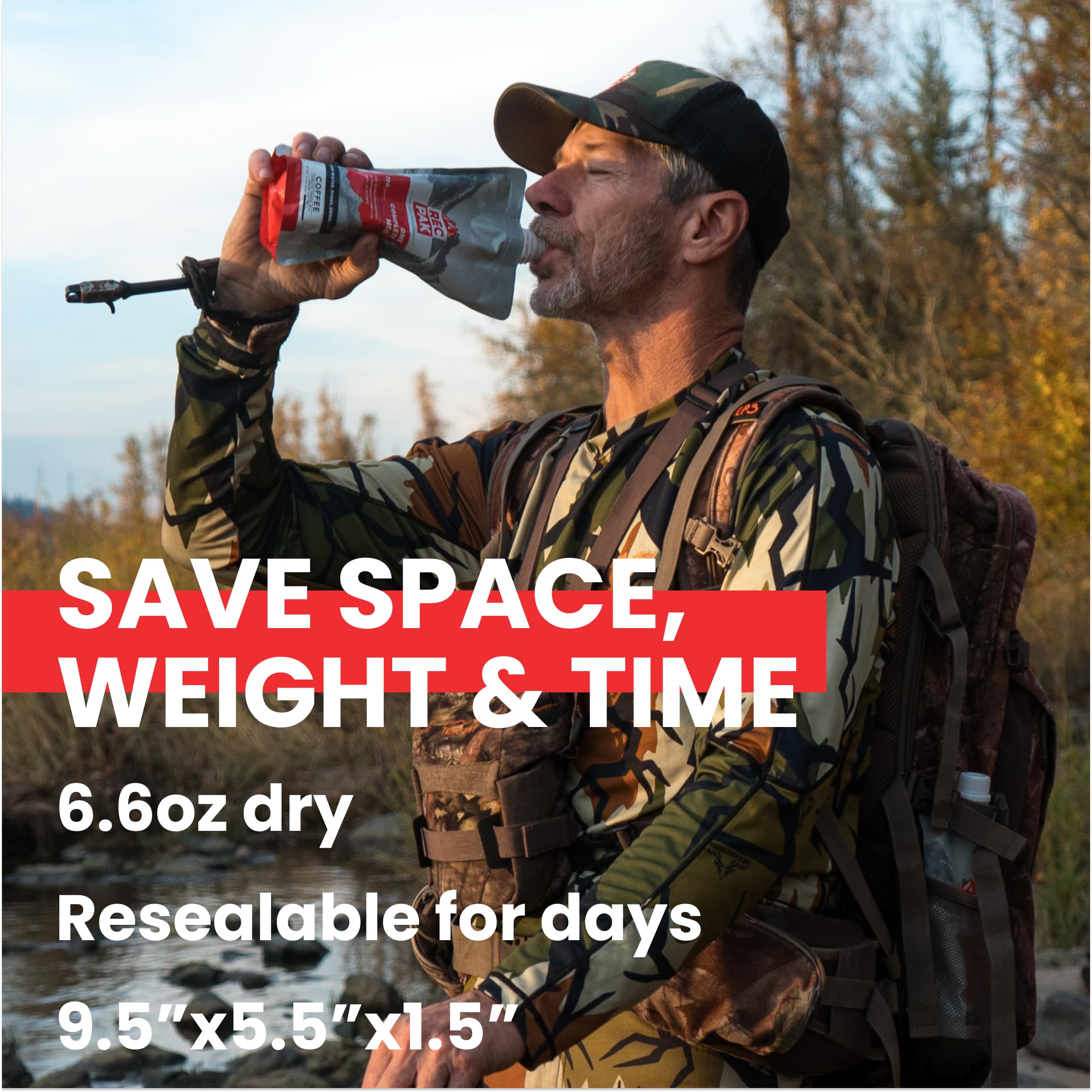 RecPak collapsible-water-bottle-inspired design stores compactly during backpacking